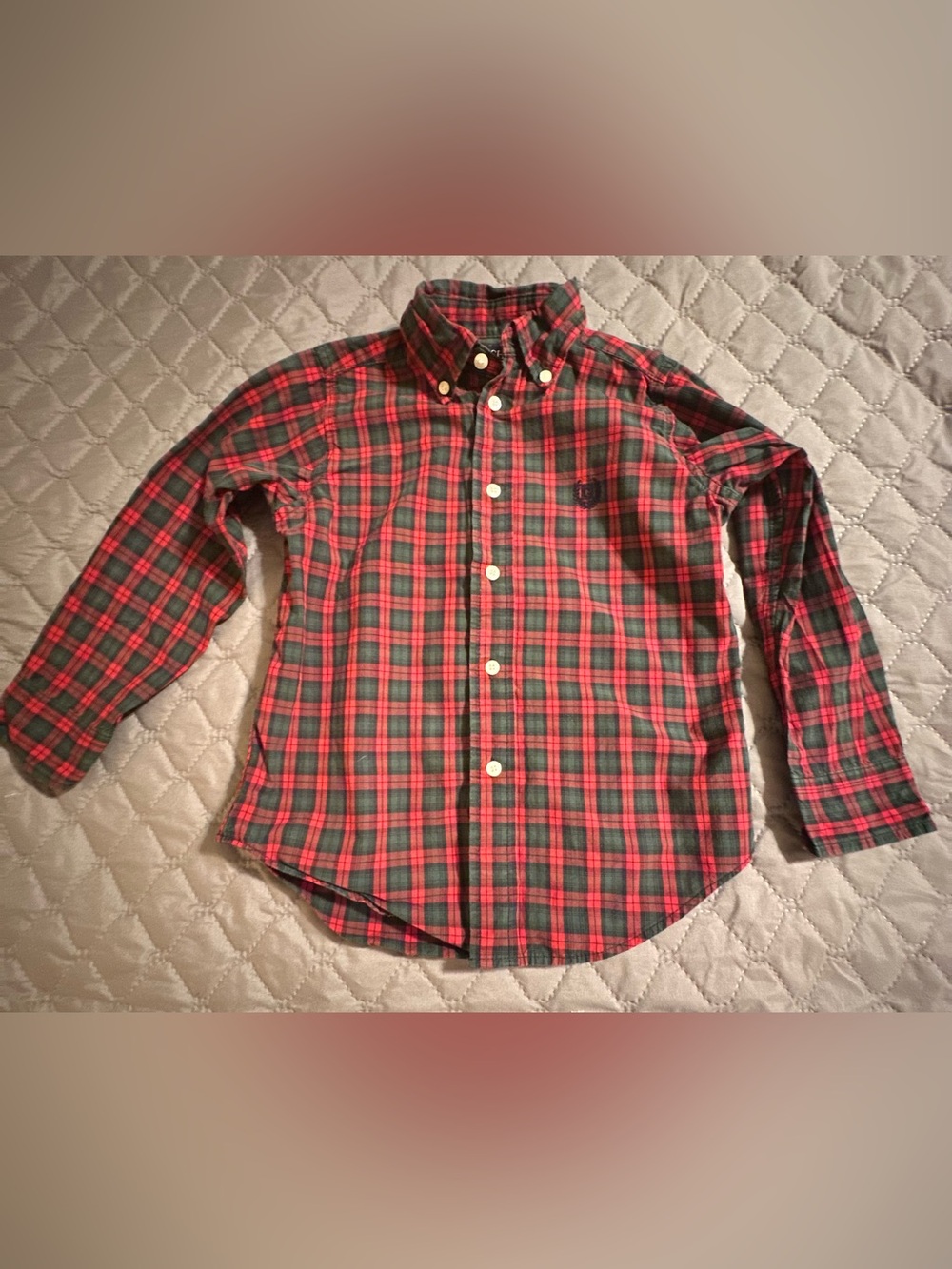 Chaps Toddler Boys Red & Green Plaid Button-Down Shirt Size 4T